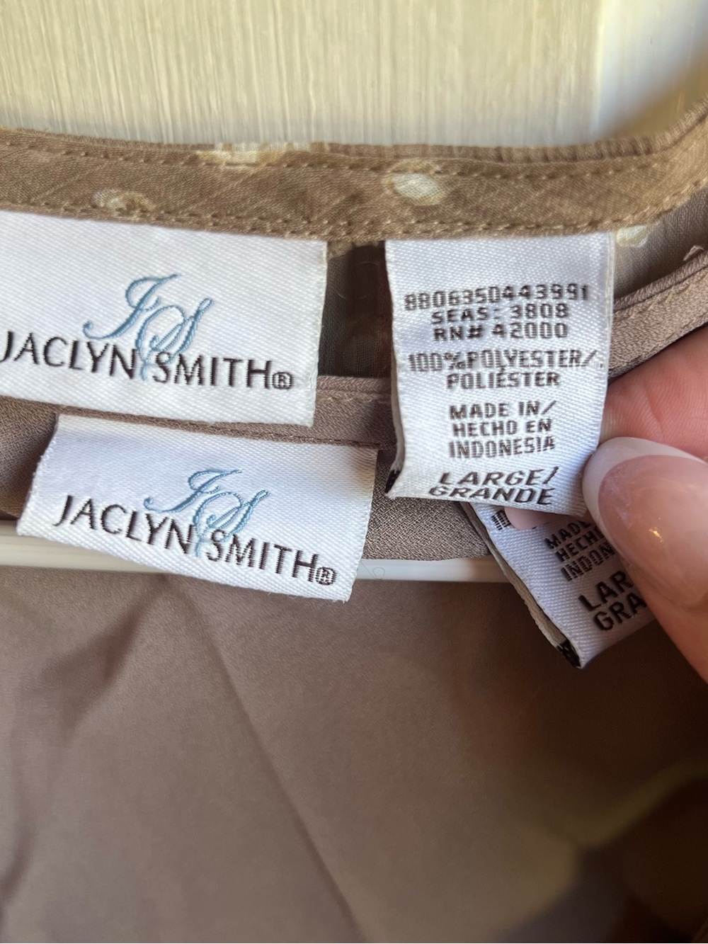 Vintage Jaclyn Smith Taupe Polka Dot Two-Piece Set - Picture 5 of 10